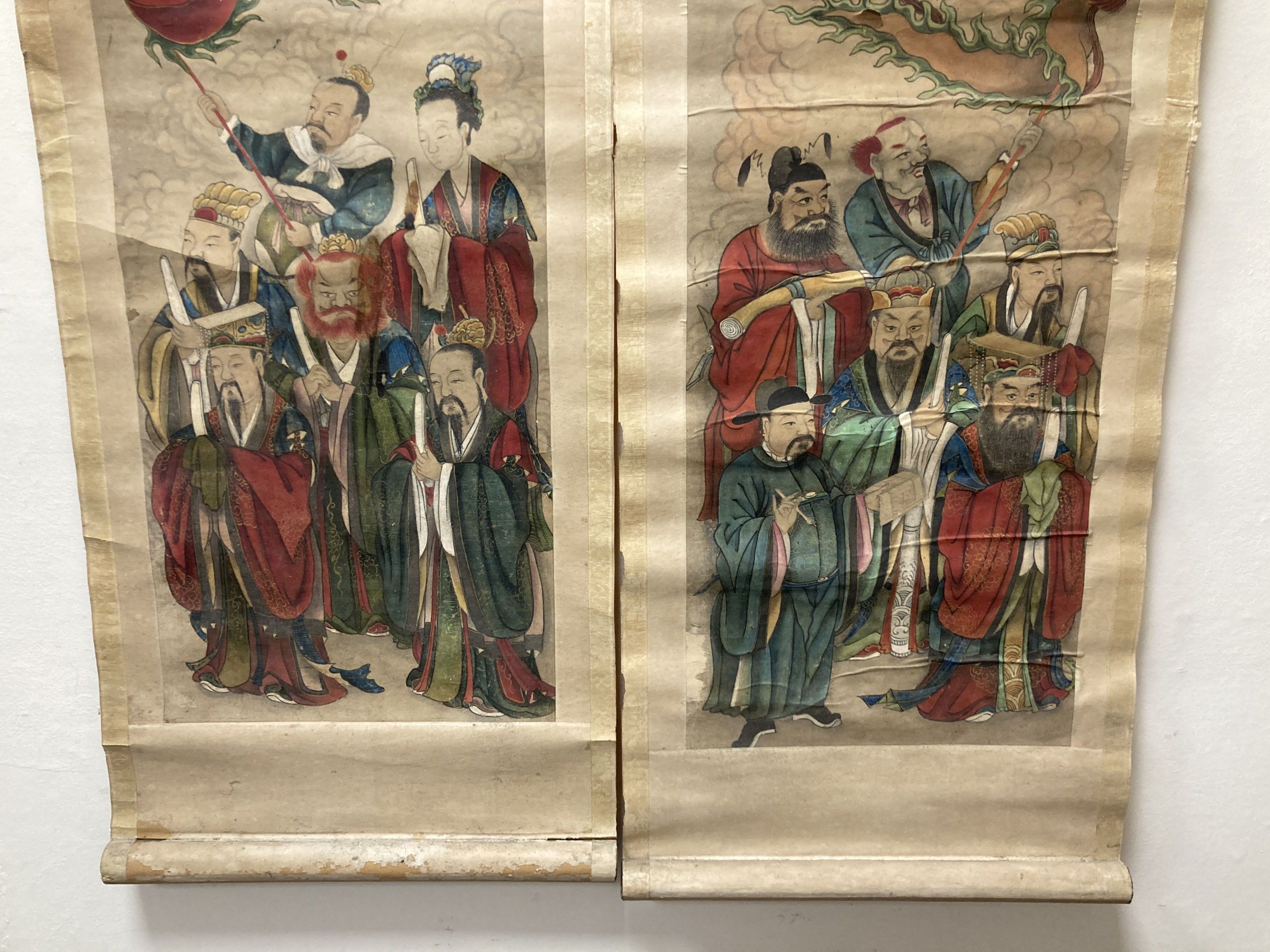 A set of ten Chinese scroll paintings on paper of immortals, early 20th century,